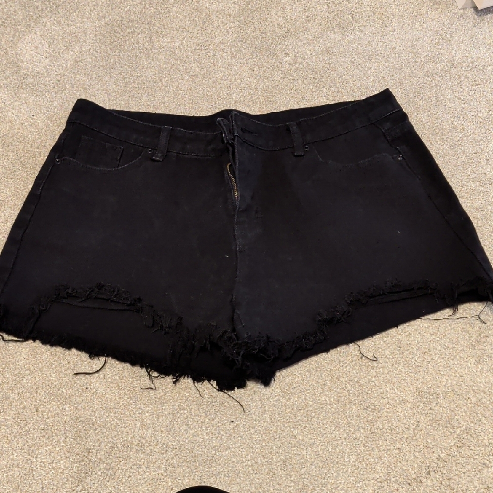 Women's Black Distressed Denim Shorts